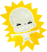 mano dibujado retro dibujos animados de un de miedo esqueleto png