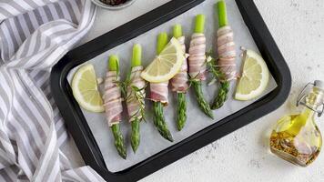 Asparagus with ham before baking video