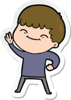 sticker of a cartoon smiling boy png