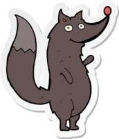 sticker of a cartoon waving wolf png