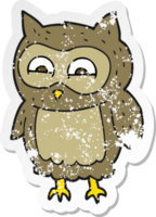 autocollant rétro en détresse d'un hibou de dessin animé png