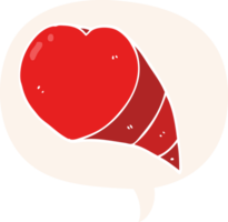 dessin animé l'amour cœur symbole avec discours bulle dans rétro style png