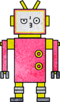 rétro grunge texture dessin animé de une robot png