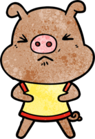 cartoon angry pig wearing tee shirt png