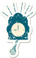 worn old sticker of a tattoo style ticking clock png