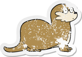 distressed sticker of a cartoon otter png