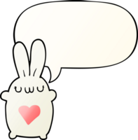 cute cartoon rabbit with love heart with speech bubble in smooth gradient style png