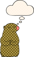 cute cartoon bear with thought bubble in comic book style png