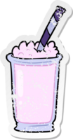 verontruste sticker van een cartoon milkshake png