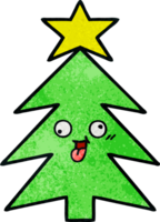 rétro grunge texture dessin animé de une Noël arbre png