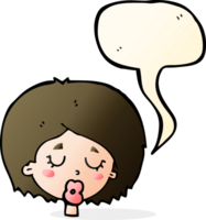 cartoon woman with eyes closed with speech bubble png