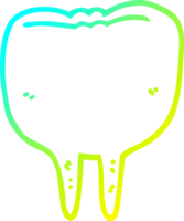 frio gradiente linha desenhando do uma desenho animado dente png