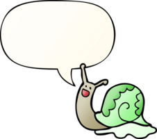 mignonne dessin animé escargot avec discours bulle dans lisse pente style png