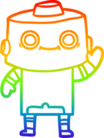 rainbow gradient line drawing of a cartoon robot png