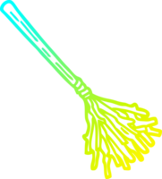 cold gradient line drawing of a cartoon witches broomstick png