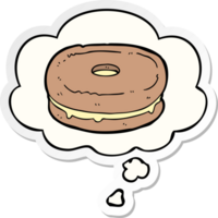 cartoon biscuit with thought bubble as a printed sticker png