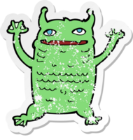 retro distressed sticker of a cartoon little monster png