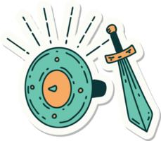 sticker of a tattoo style shield and sword png