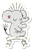 worn old sticker of a tattoo style cute elephant png
