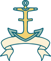traditional tattoo with banner of an anchor png
