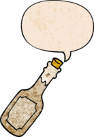 Karikatur Bier Flasche mit Rede Blase im retro Textur Stil png