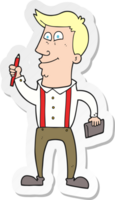 sticker of a cartoon man with notebook and pen png