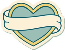 sticker of tattoo in traditional style of a heart and banner png