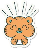 sticker of a tattoo style happy hamster png