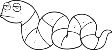 hand dragen svart och vit tecknad serie uttråkad orm png