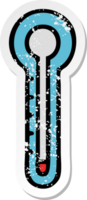 distressed sticker of a cute cartoon glass thermometer png