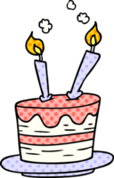 Hand gezeichnet Karikatur Gekritzel von ein Geburtstag Kuchen png