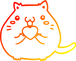 chaud pente ligne dessin de une mignonne dessin animé chat dans l'amour png