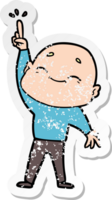 distressed sticker of a cartoon bald man dancing png