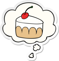 cartoon dessert with thought bubble as a printed sticker png