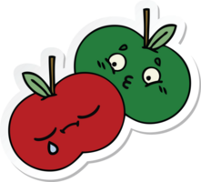 pegatina de una linda manzana jugosa de dibujos animados png