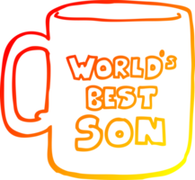 warm gradient line drawing of a worlds best son mug png