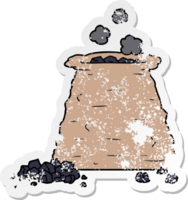 distressed sticker of a cartoon sack of coal png