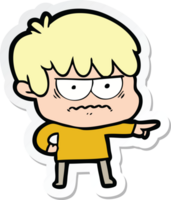 sticker of a annoyed cartoon boy png