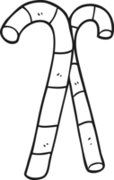 hand drawn black and white cartoon candy canes png