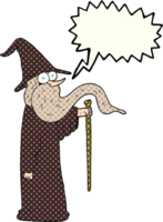 hand drawn comic book speech bubble cartoon wizard png