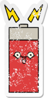 distressed sticker of a cute cartoon battery png