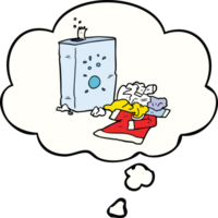 cartoon washing powder and laundry with thought bubble png