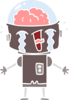 cartoon huilende robot in effen kleurstijl png