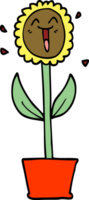 fleur de dessin animé de style doodle dessiné à la main en pot png