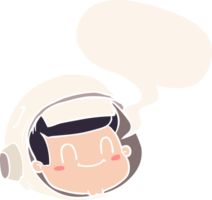 cartoon astronaut face with speech bubble in retro style png