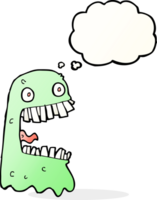 cartoon gross ghost with thought bubble png