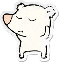 distressed sticker of a happy cartoon polar bear png