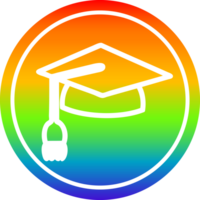 graduation cap circular icon with rainbow gradient finish png