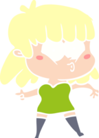 cartoon fluitend meisje in effen kleurstijl png