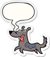 happy dog cartoon with speech bubble sticker png